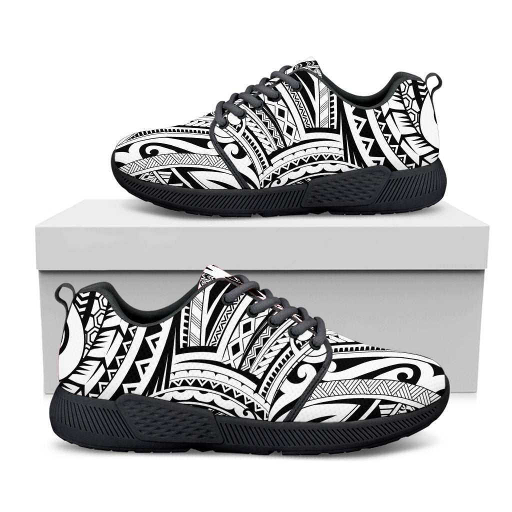 Tribal Maori Polynesian Tattoo Print Black Athletic Shoes