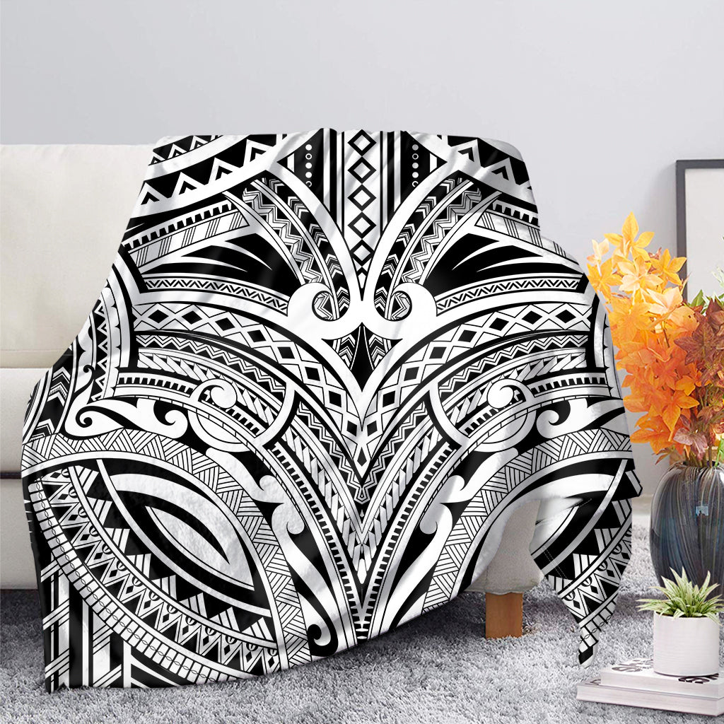 Tribal Maori Polynesian Tattoo Print Blanket