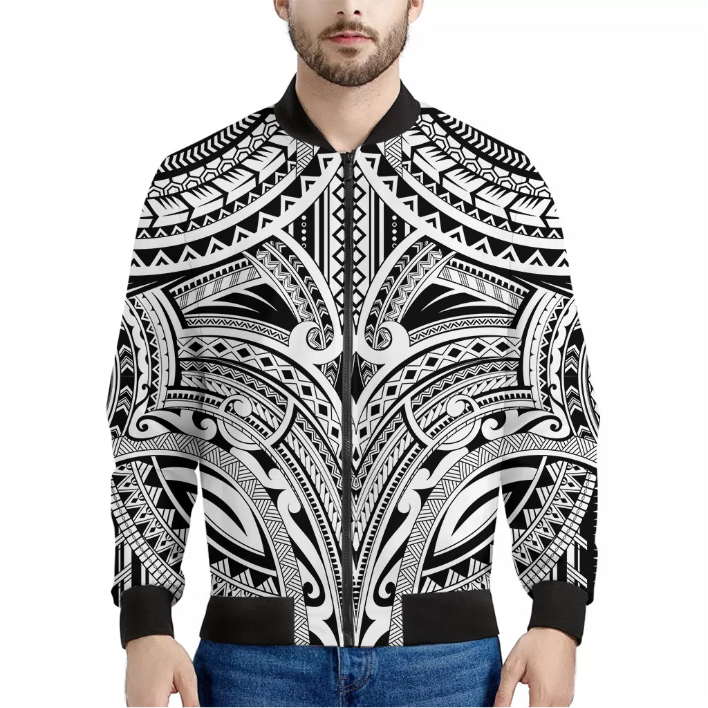 Tribal Maori Polynesian Tattoo Print Men's Bomber Jacket