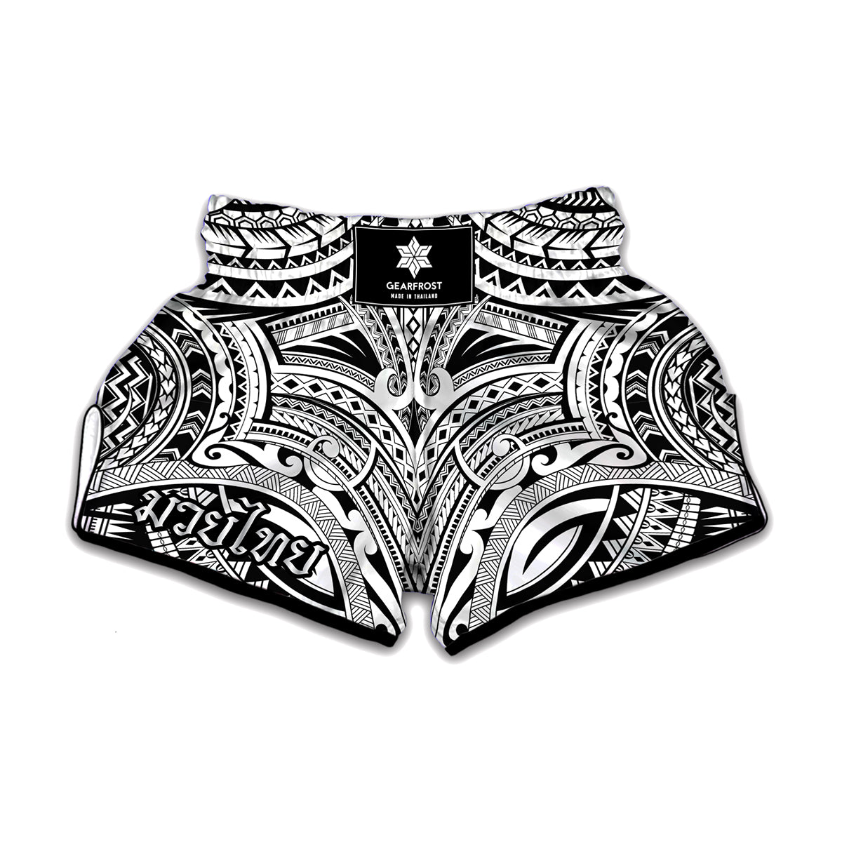 Tribal Maori Polynesian Tattoo Print Muay Thai Boxing Shorts