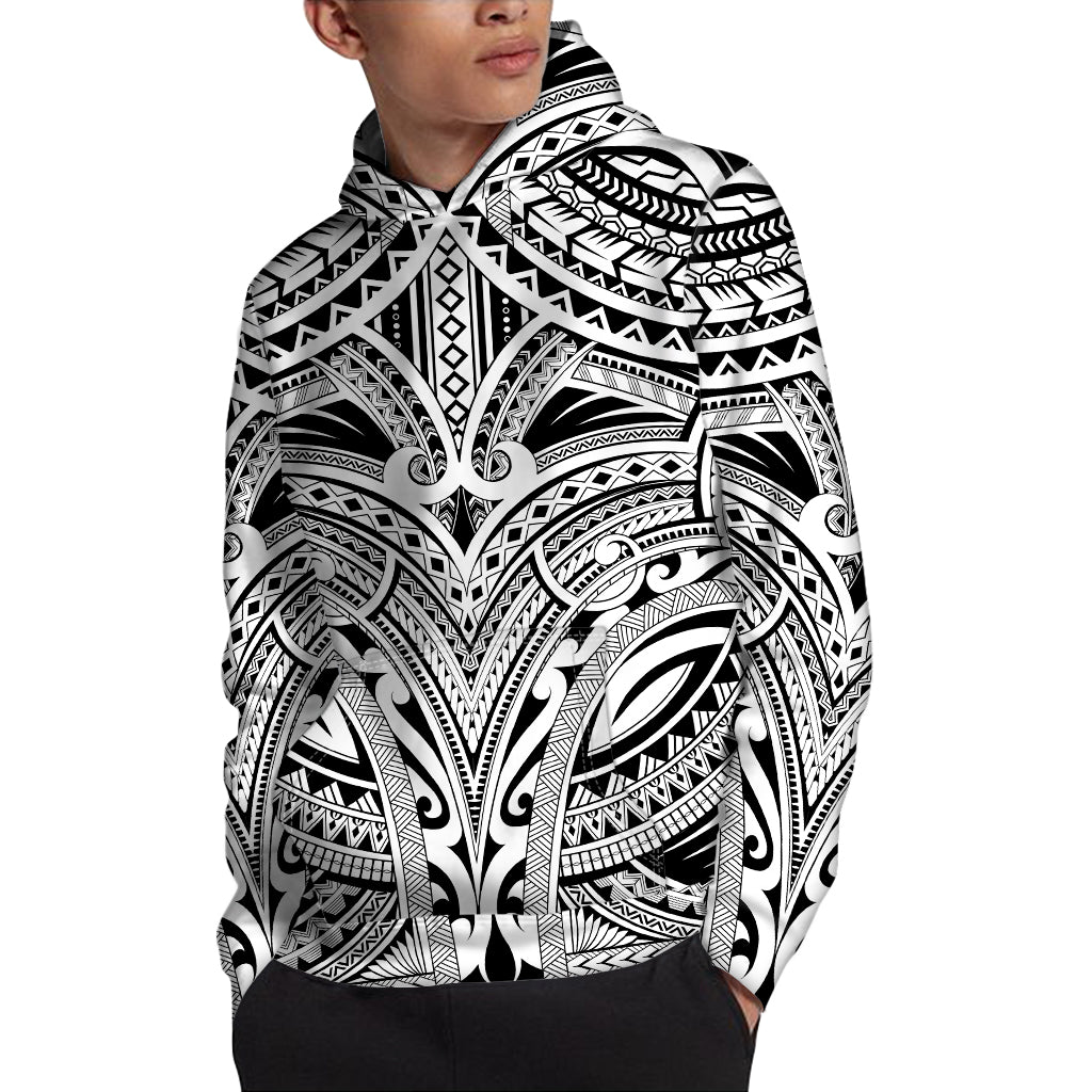 Tribal Maori Polynesian Tattoo Print Pullover Hoodie