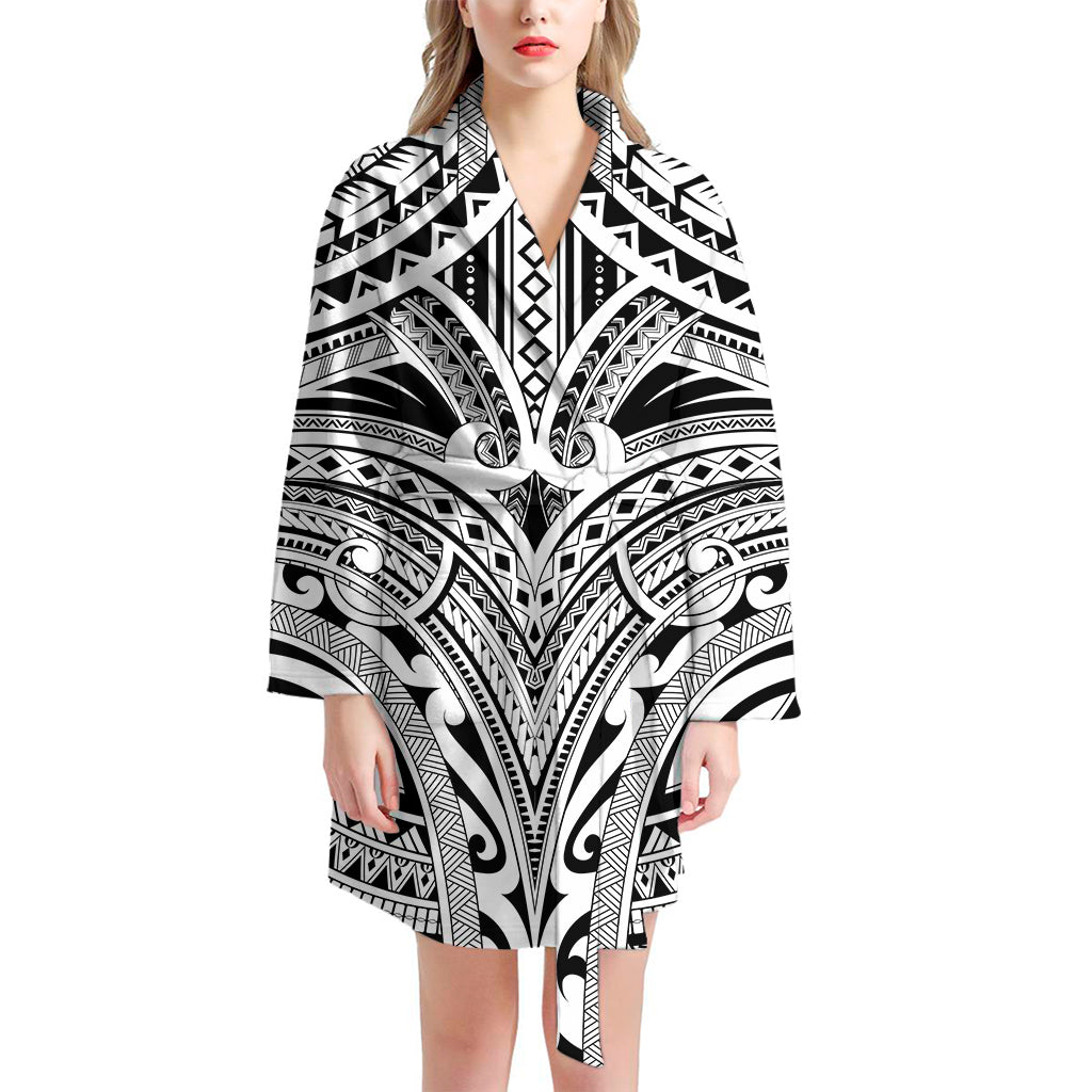 Tribal Maori Polynesian Tattoo Print Women's Bathrobe