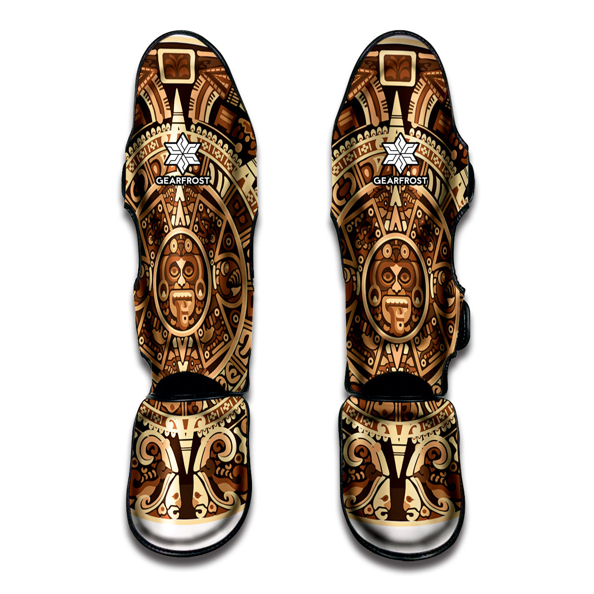 Tribal Maya Calendar Print Muay Thai Shin Guards