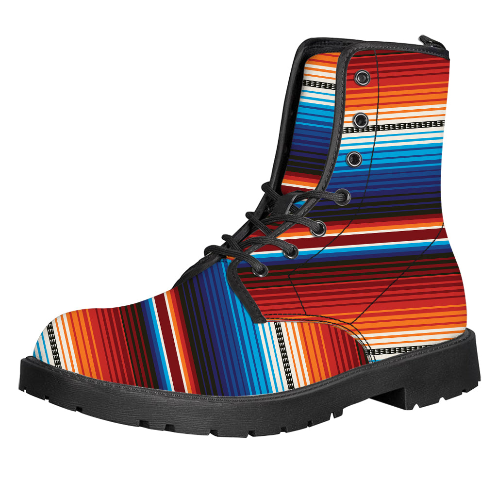 Tribal Mexican Blanket Pattern Print Leather Boots