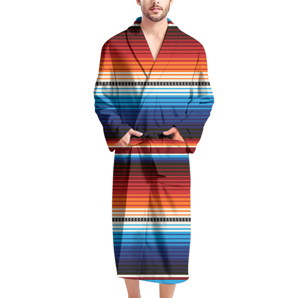 Tribal Mexican Blanket Pattern Print Men's Bathrobe