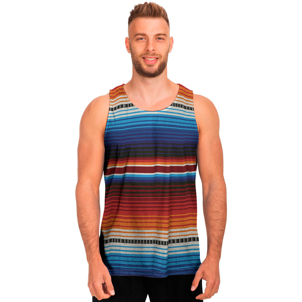 Tribal Mexican Blanket Pattern Print Men's Tank Top