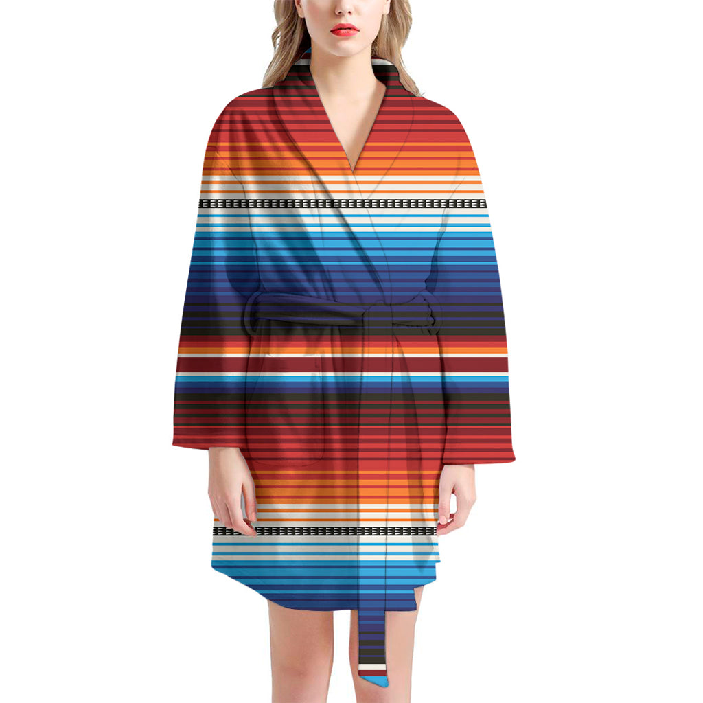 Tribal Mexican Blanket Pattern Print Women's Bathrobe