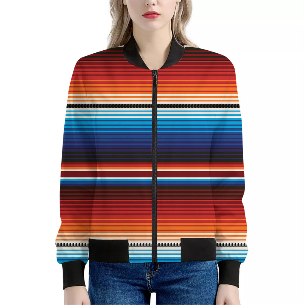 Tribal Mexican Blanket Pattern Print Women's Bomber Jacket