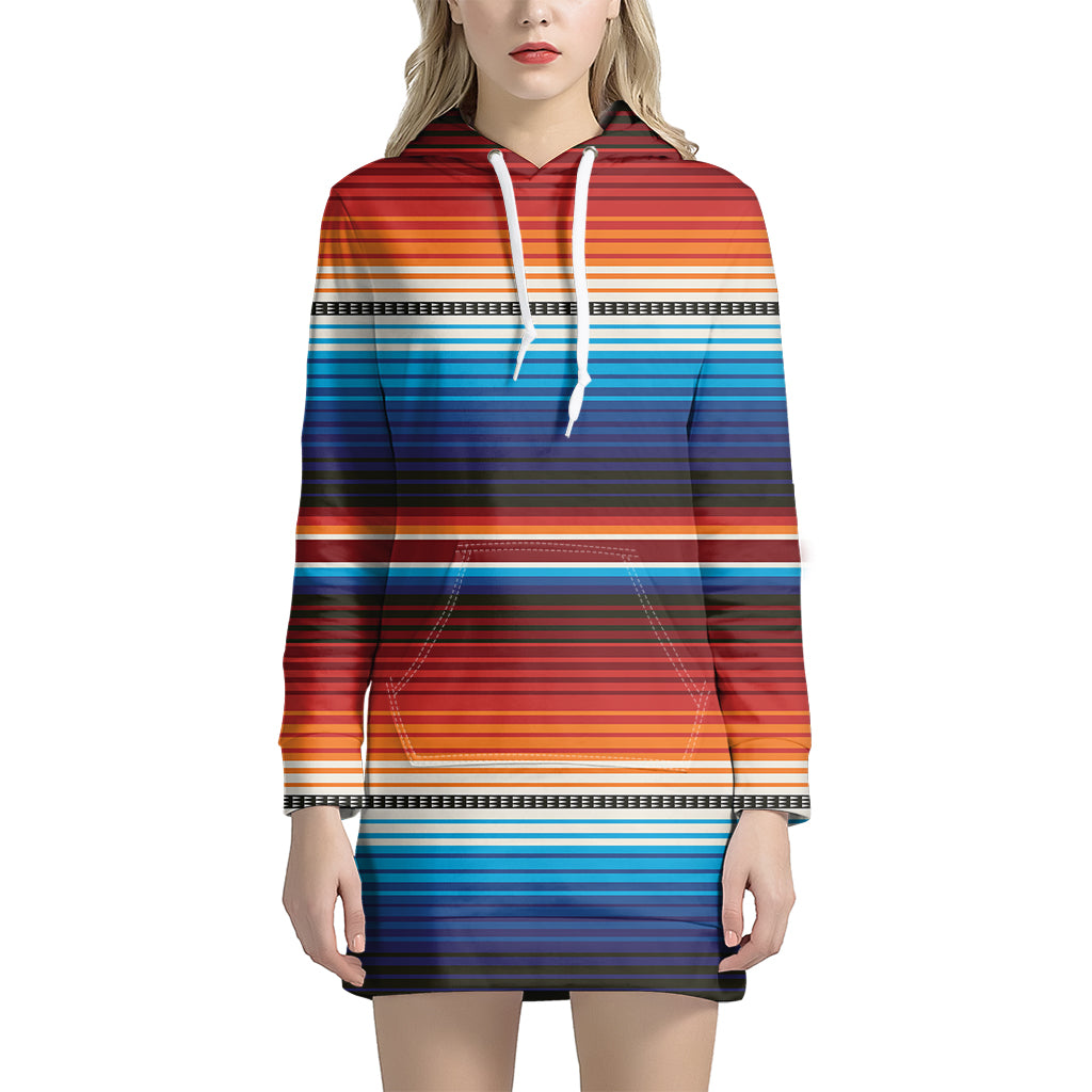 Tribal Mexican Blanket Pattern Print Women's Pullover Hoodie Dress