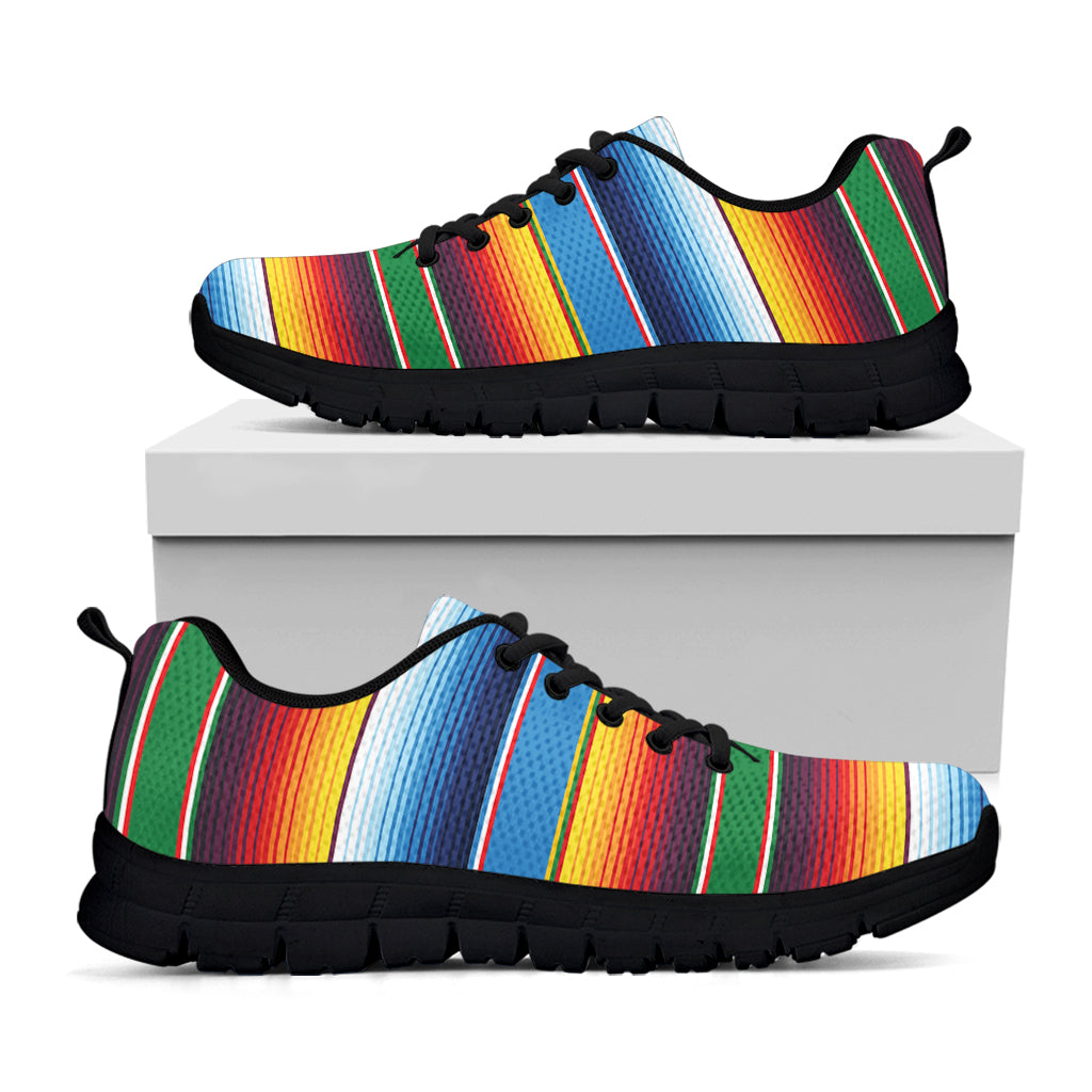 Tribal Mexican Blanket Stripe Print Black Sneakers