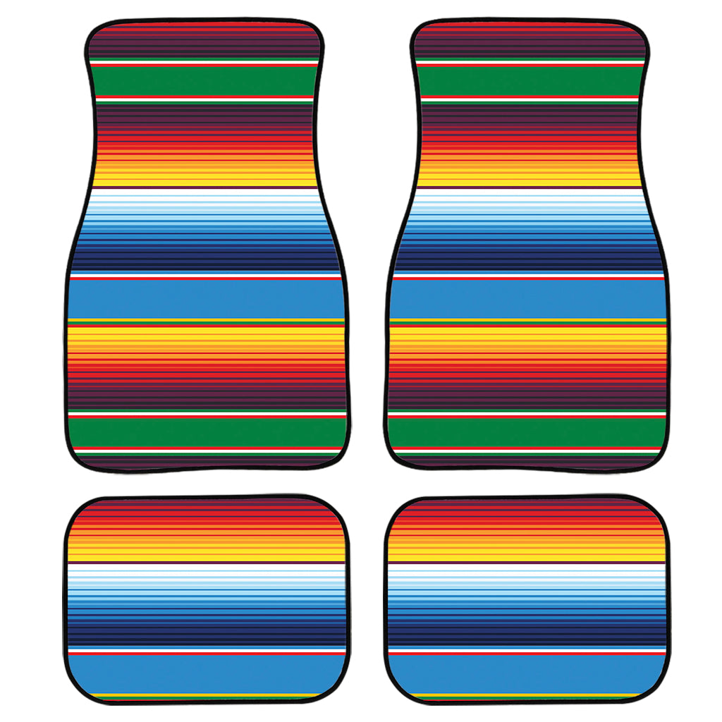 Tribal Mexican Blanket Stripe Print Front and Back Car Floor Mats