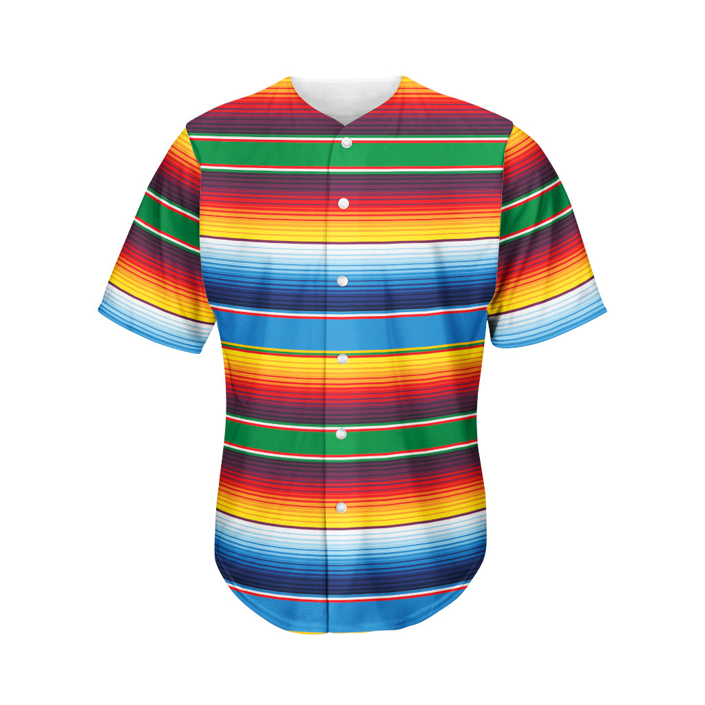 Tribal Mexican Blanket Stripe Print Men's Baseball Jersey