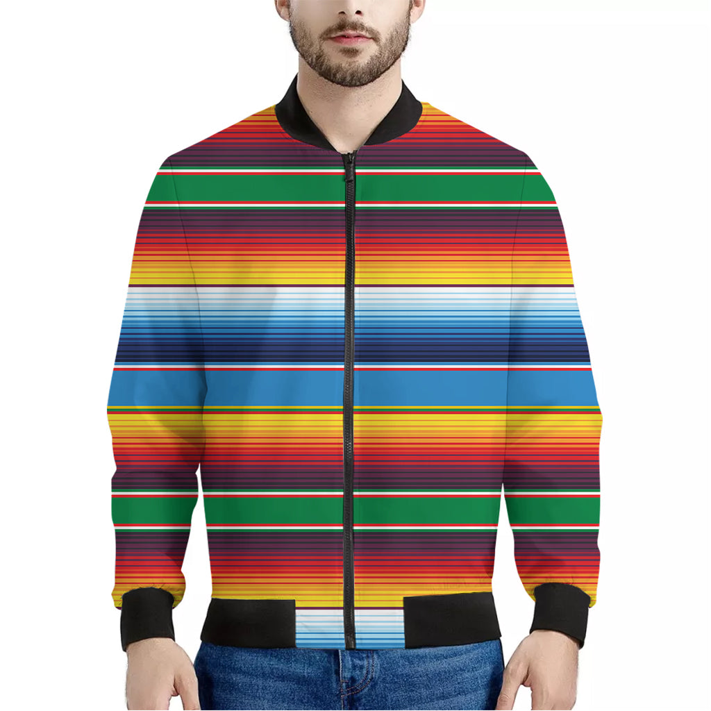 Tribal Mexican Blanket Stripe Print Men's Bomber Jacket