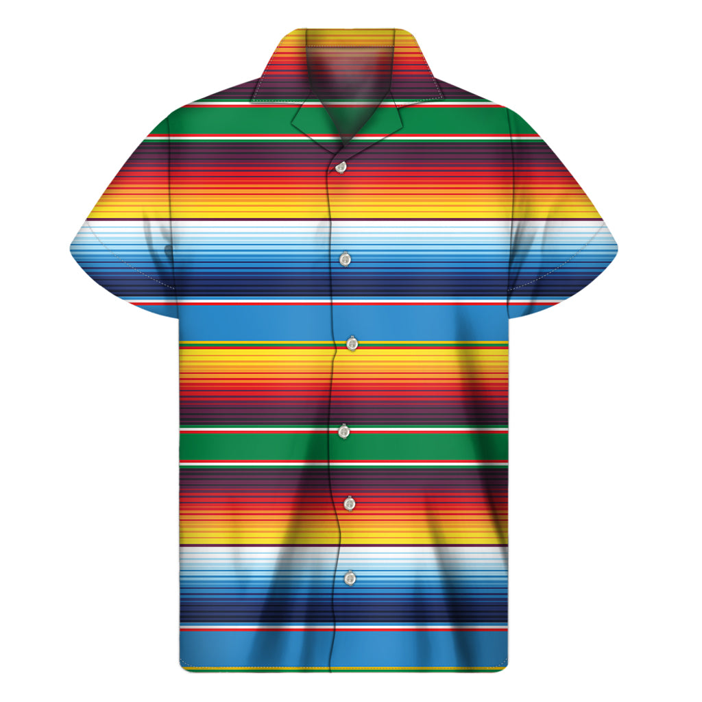 Tribal Mexican Blanket Stripe Print Men's Short Sleeve Shirt