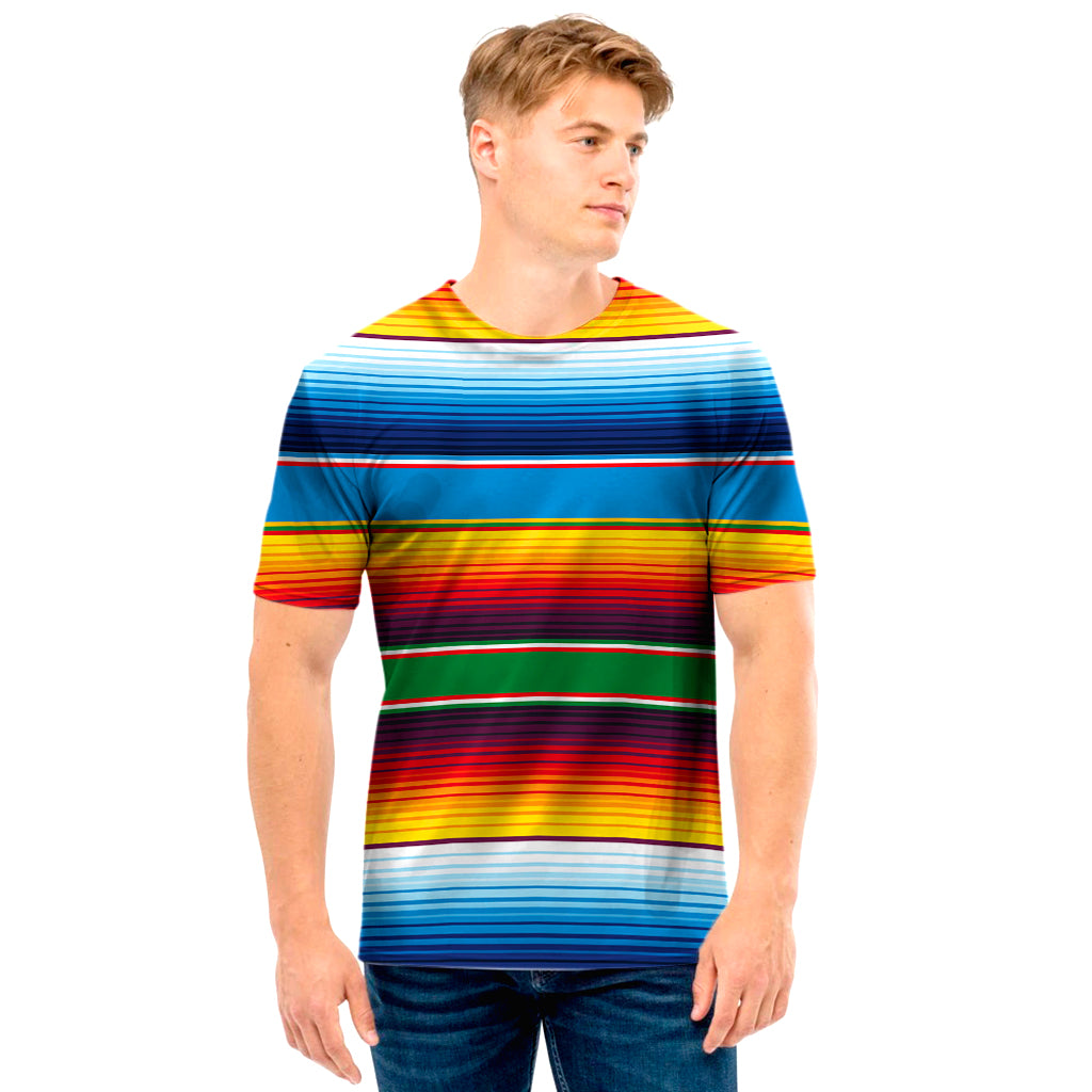 Tribal Mexican Blanket Stripe Print Men's T-Shirt