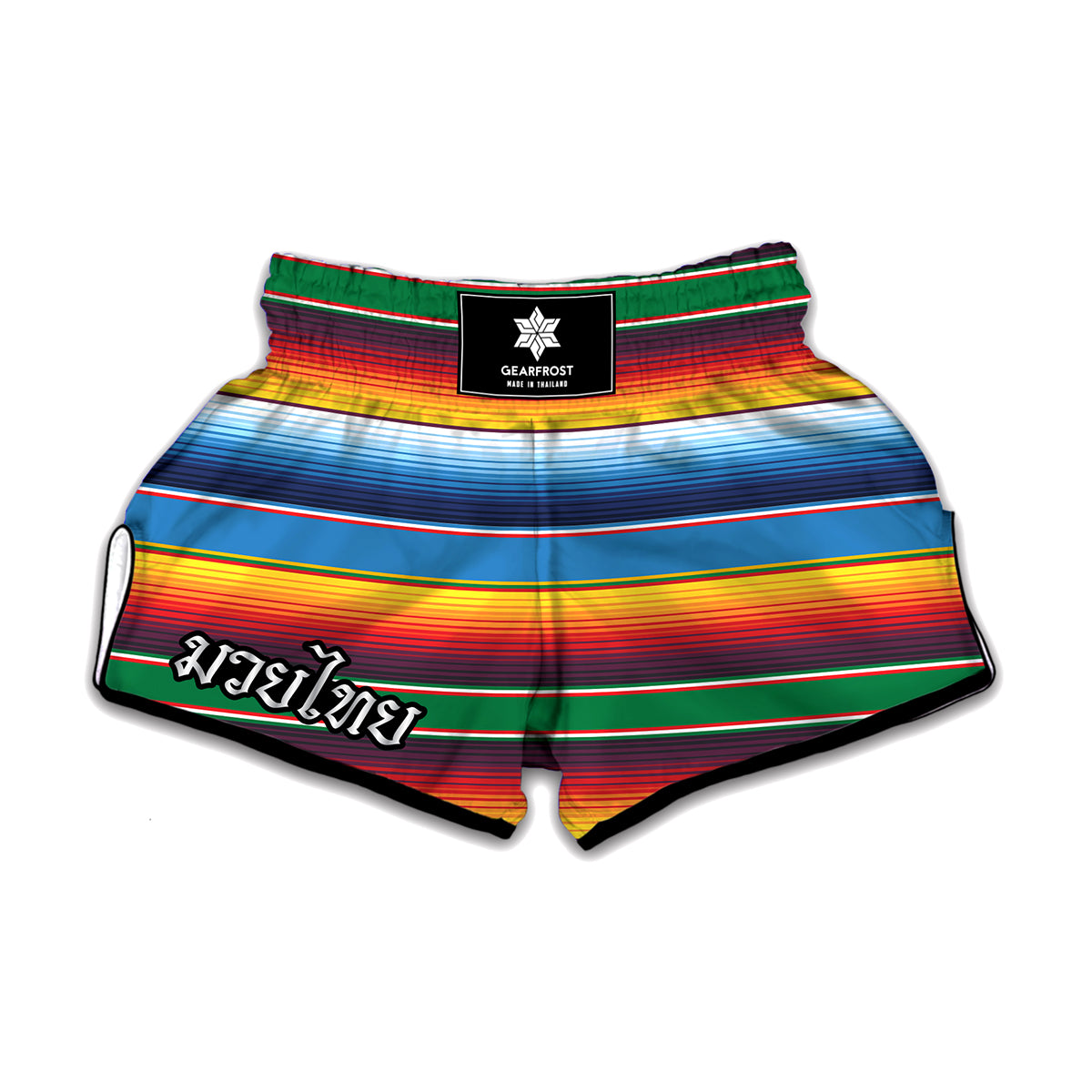 Tribal Mexican Blanket Stripe Print Muay Thai Boxing Shorts