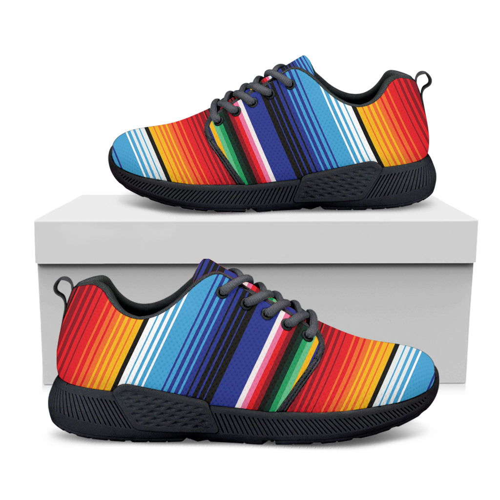 Tribal Mexican Serape Pattern Print Black Athletic Shoes