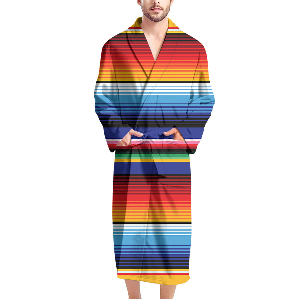 Tribal Mexican Serape Pattern Print Men's Bathrobe