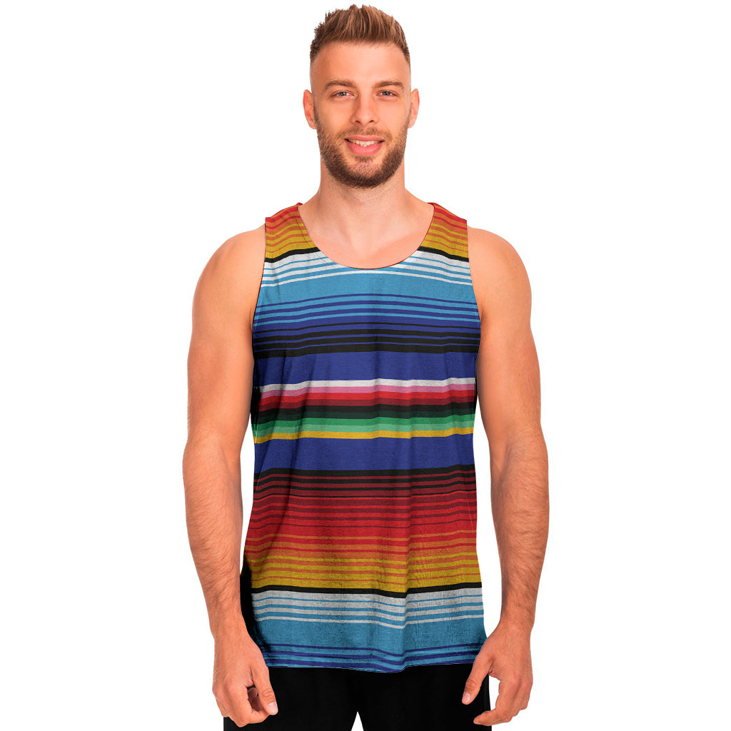 Tribal Mexican Serape Pattern Print Men's Tank Top