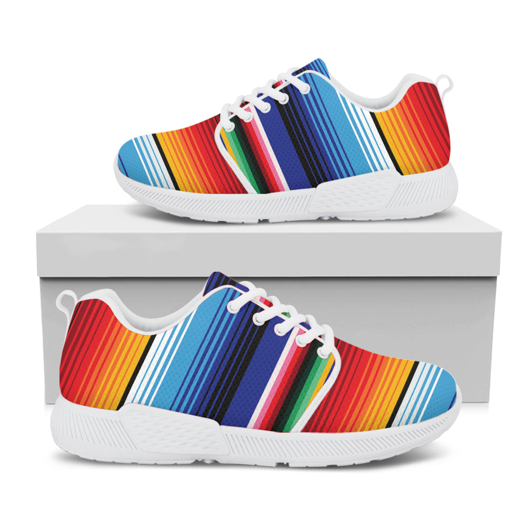 Tribal Mexican Serape Pattern Print White Athletic Shoes