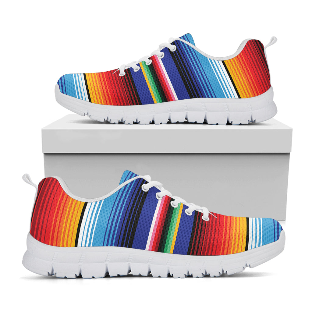 Tribal Mexican Serape Pattern Print White Sneakers