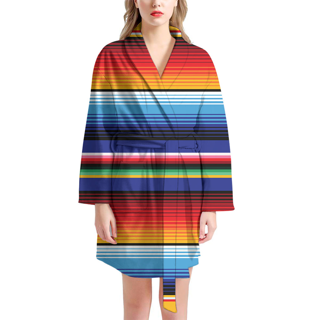 Tribal Mexican Serape Pattern Print Women's Bathrobe