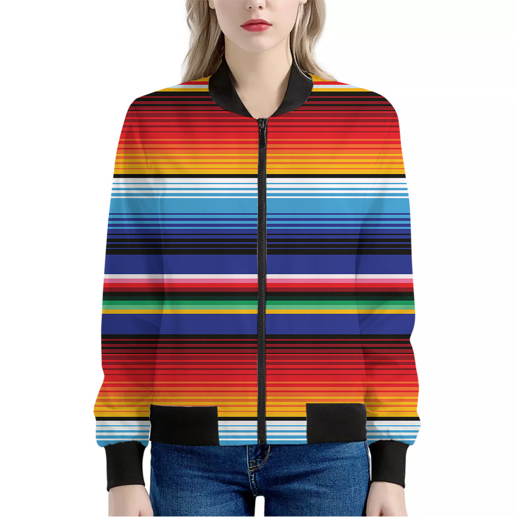 Tribal Mexican Serape Pattern Print Women's Bomber Jacket