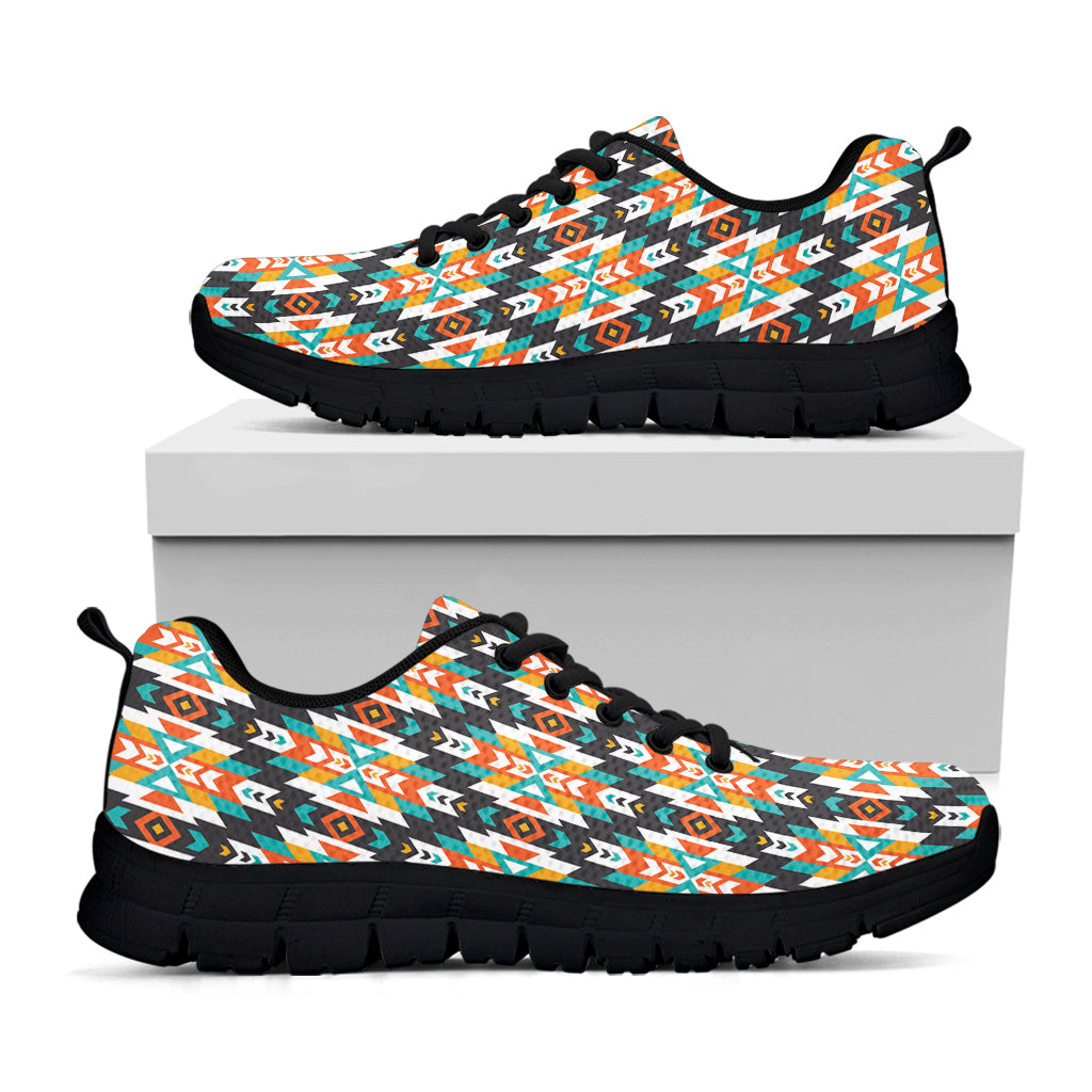 Tribal Native American Pattern Print Black Sneakers