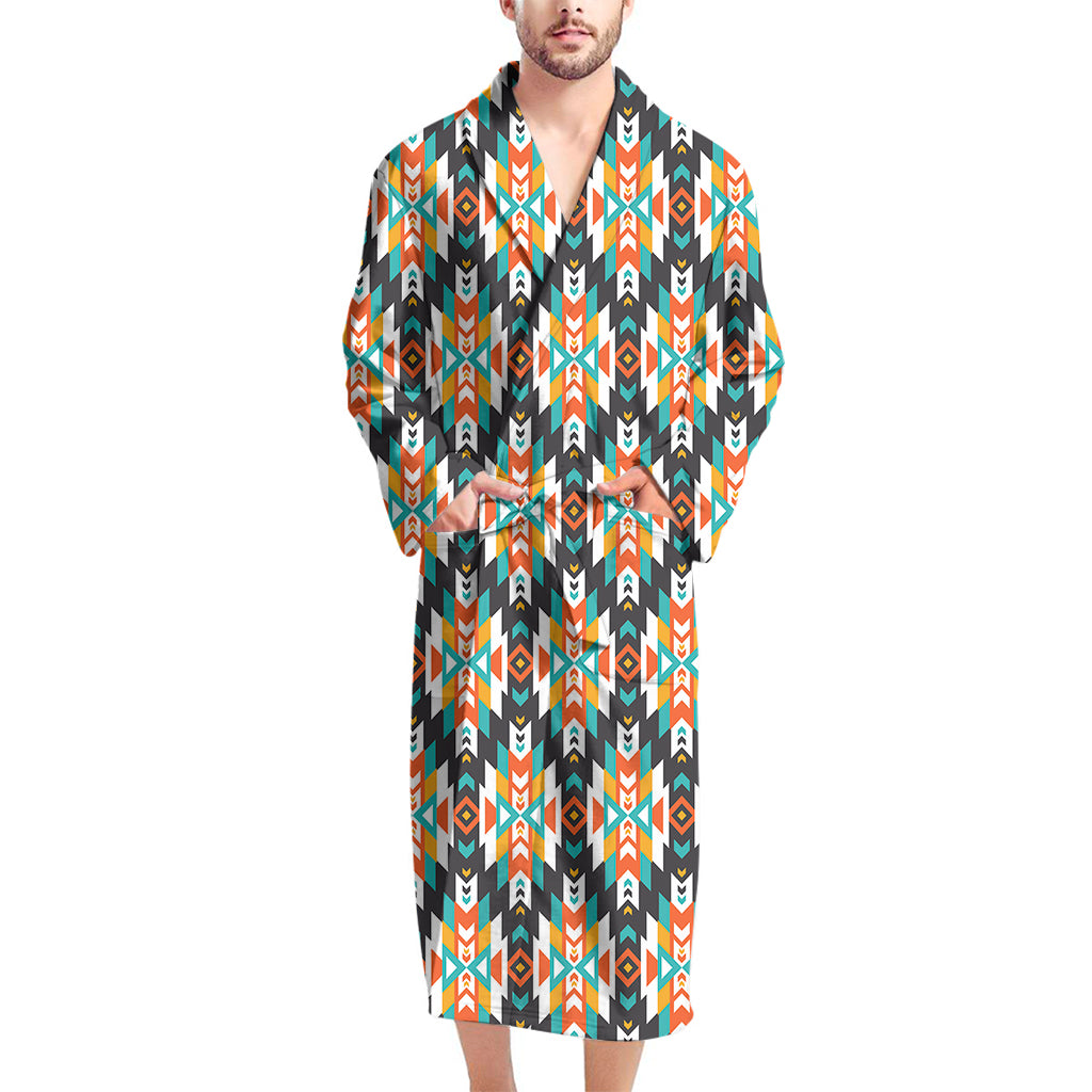 Tribal Native American Pattern Print Men's Bathrobe