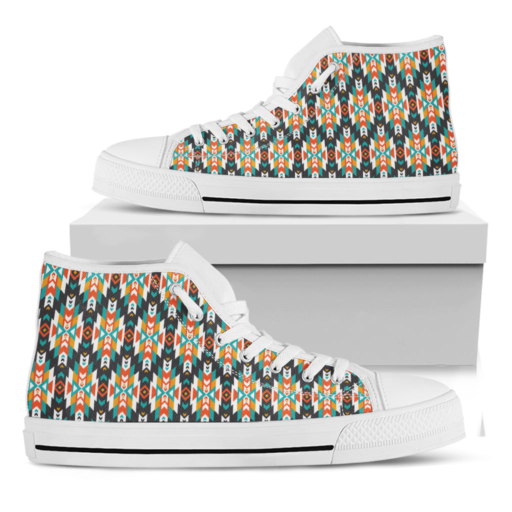 Tribal Native American Pattern Print White High Top Shoes