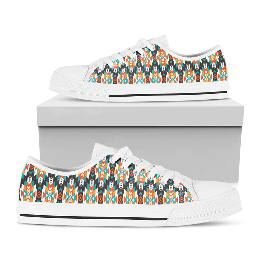 Tribal Native American Pattern Print White Low Top Shoes