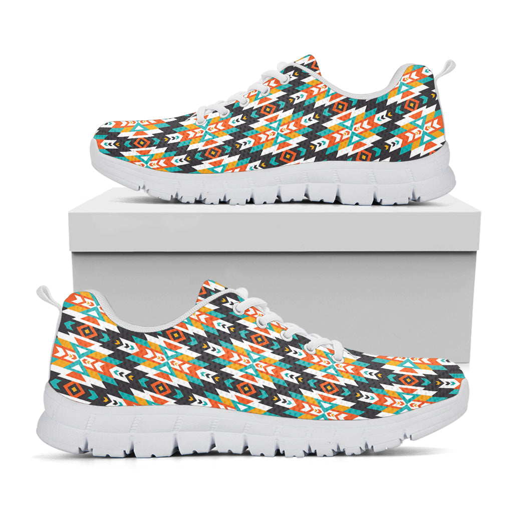 Tribal Native American Pattern Print White Sneakers