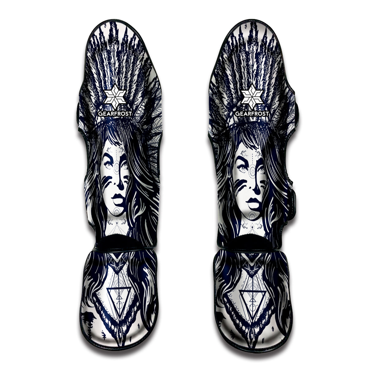 Tribal Native Indian Girl Print Muay Thai Shin Guards