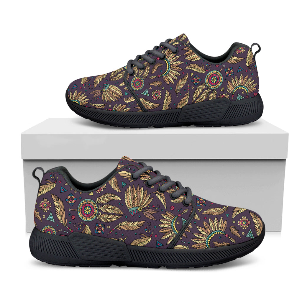 Tribal Native Indian Pattern Print Black Athletic Shoes