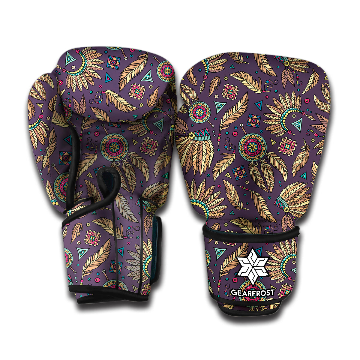 Tribal Native Indian Pattern Print Boxing Gloves