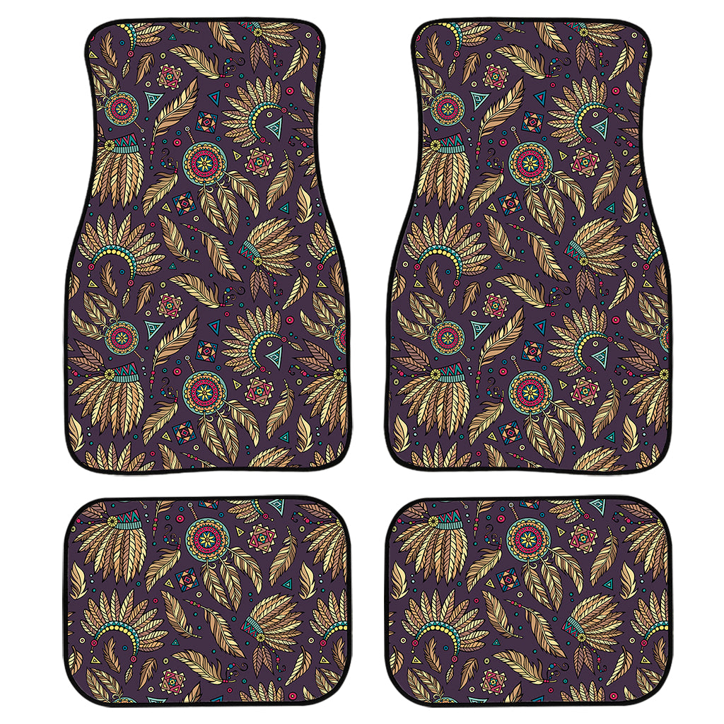 Tribal Native Indian Pattern Print Front and Back Car Floor Mats