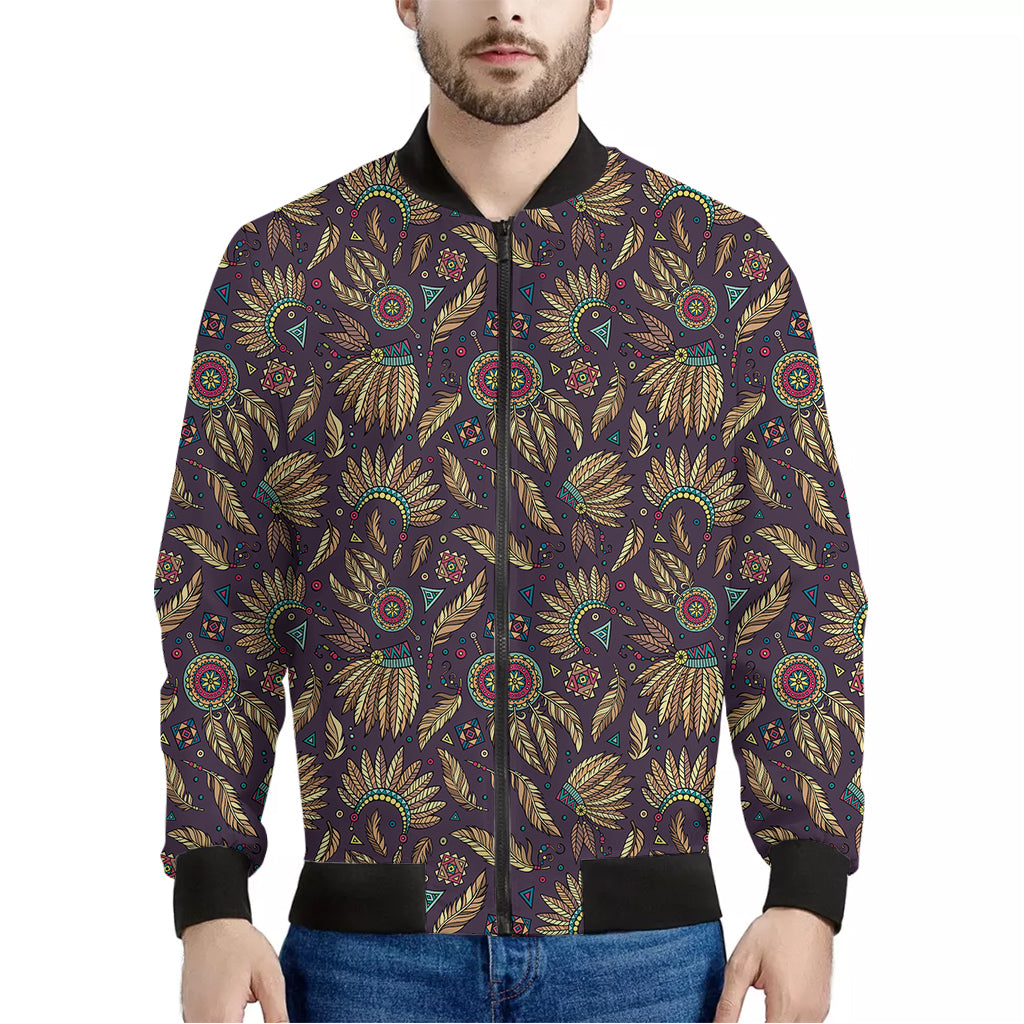 Tribal Native Indian Pattern Print Men's Bomber Jacket