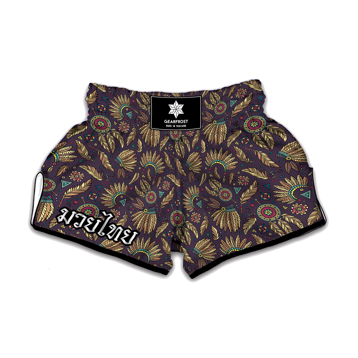 Tribal Native Indian Pattern Print Muay Thai Boxing Shorts