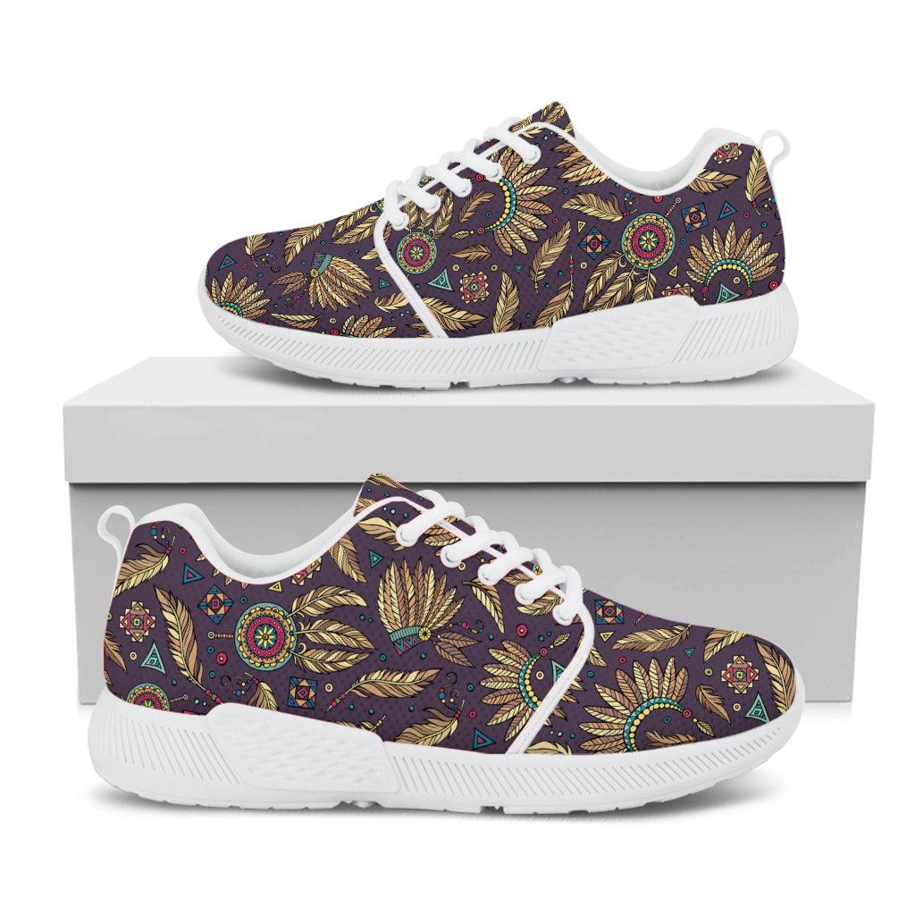 Tribal Native Indian Pattern Print White Athletic Shoes