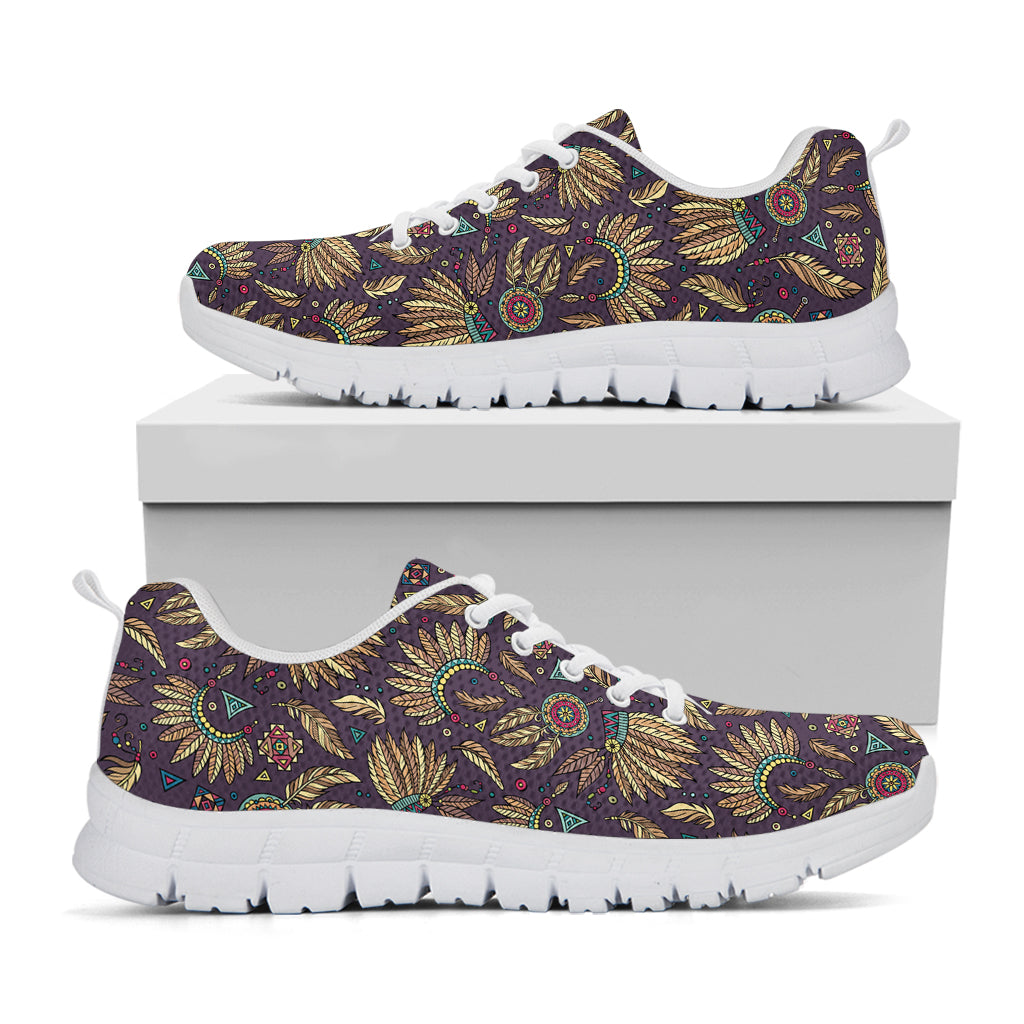 Tribal Native Indian Pattern Print White Sneakers