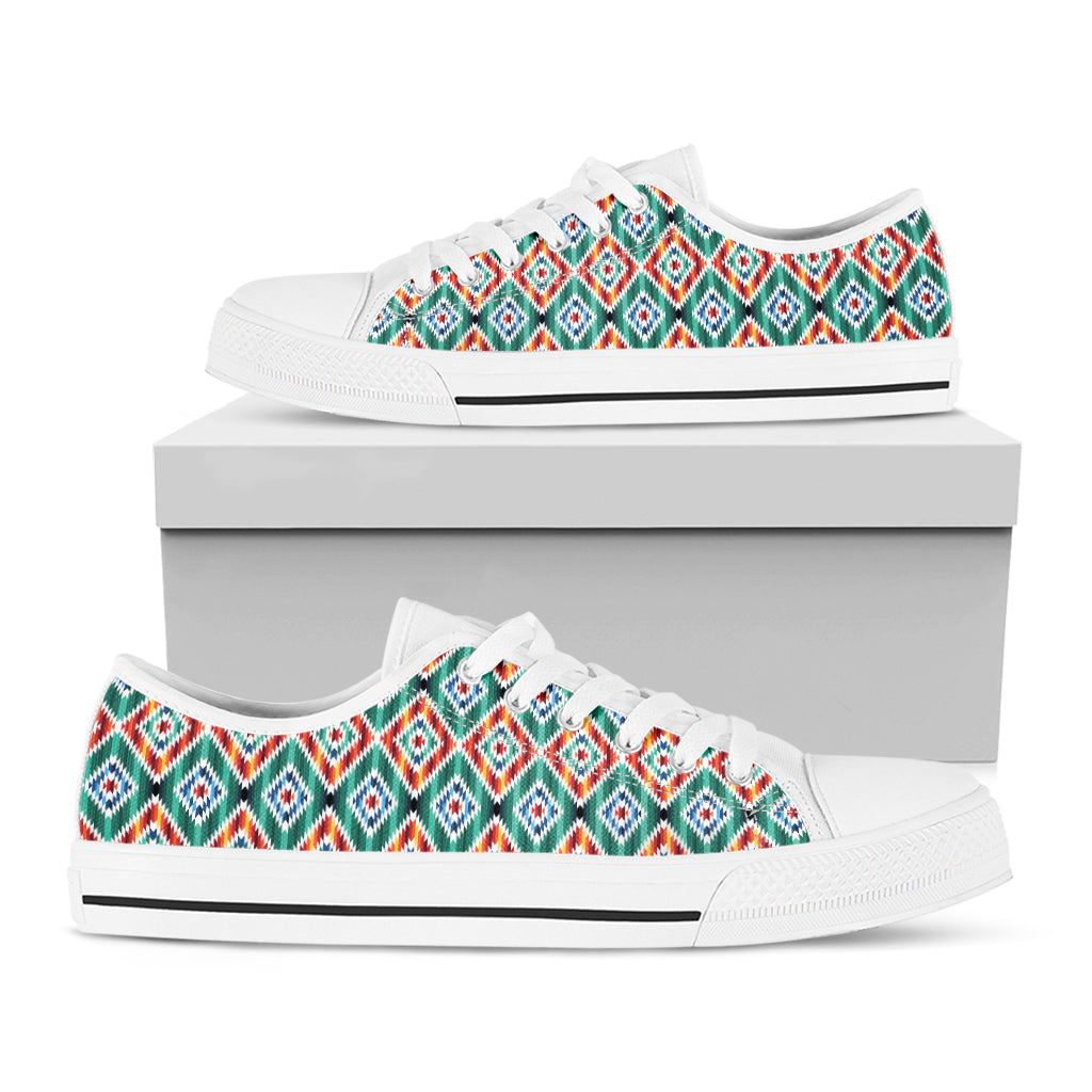 Tribal Navajo Pattern Print White Low Top Shoes