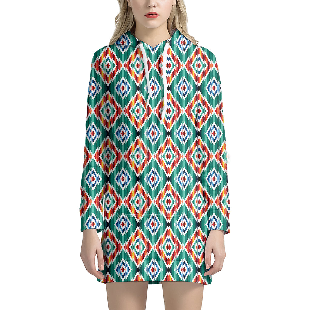 Tribal Navajo Pattern Print Women's Pullover Hoodie Dress