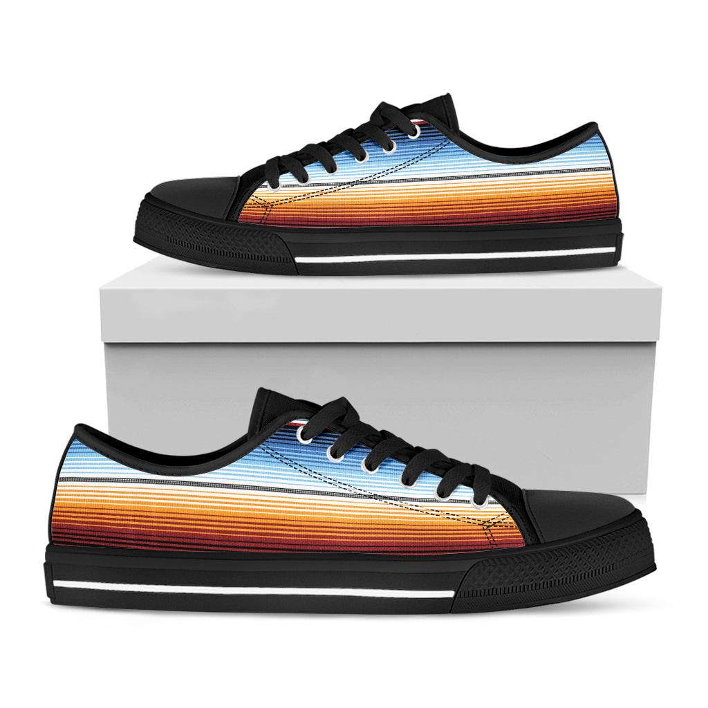 Tribal Serape Blanket Pattern Print Black Low Top Shoes