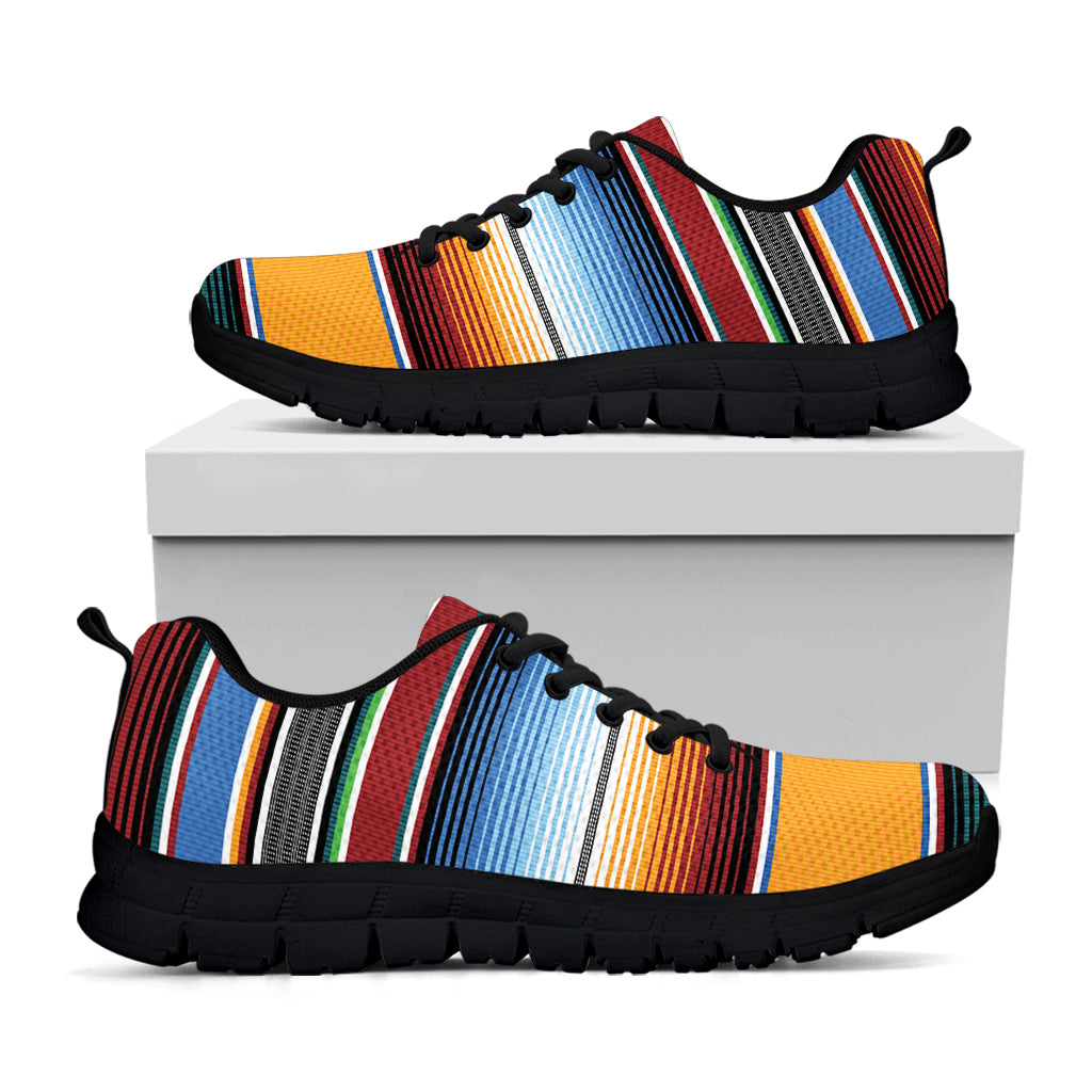 Tribal Serape Blanket Pattern Print Black Sneakers