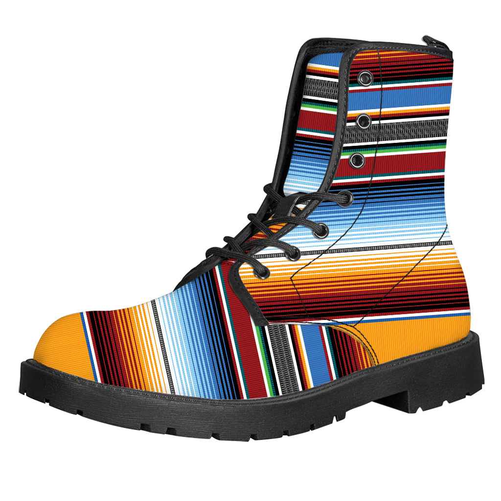 Tribal Serape Blanket Pattern Print Leather Boots