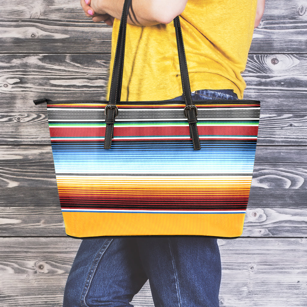 Tribal Serape Blanket Pattern Print Leather Tote Bag