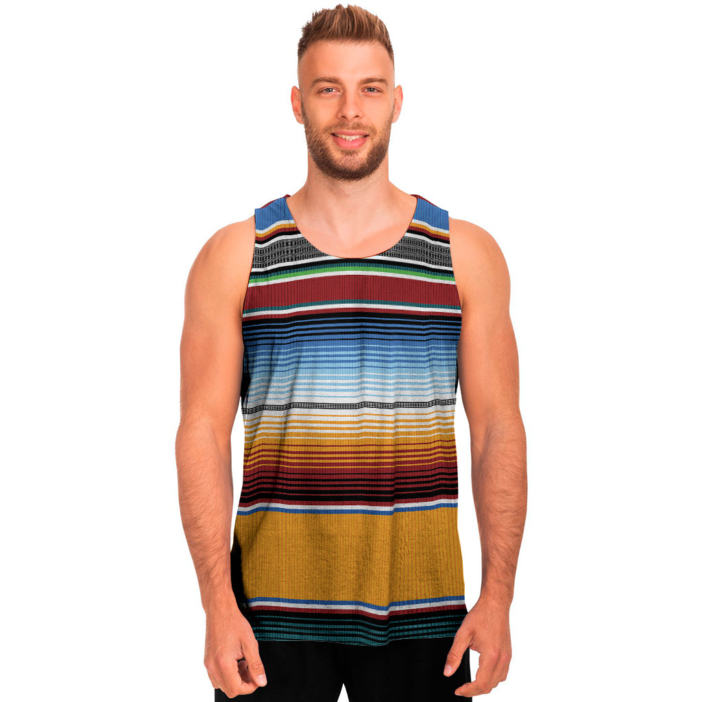 Tribal Serape Blanket Pattern Print Men's Tank Top