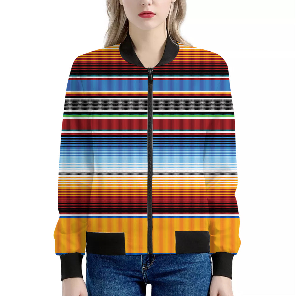 Tribal Serape Blanket Pattern Print Women's Bomber Jacket