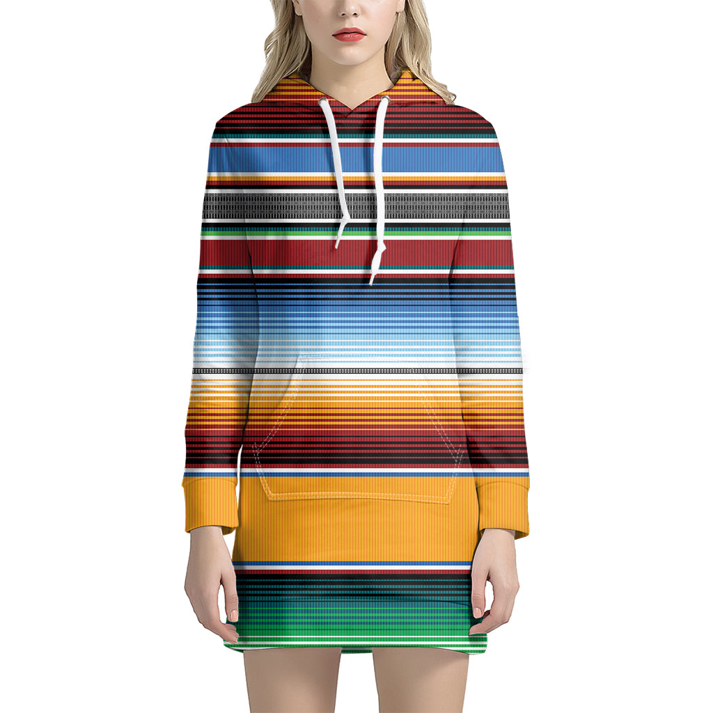 Tribal Serape Blanket Pattern Print Women's Pullover Hoodie Dress