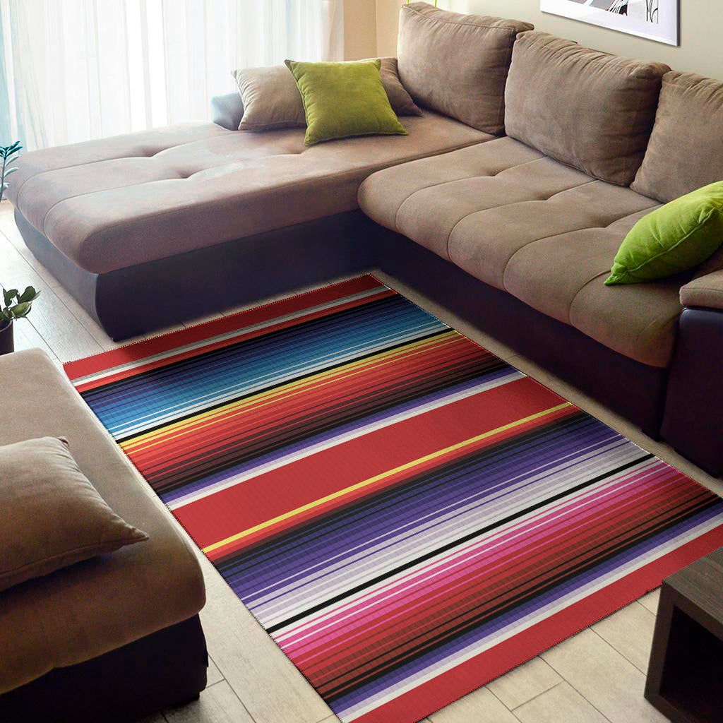 Tribal Serape Blanket Stripe Print Area Rug